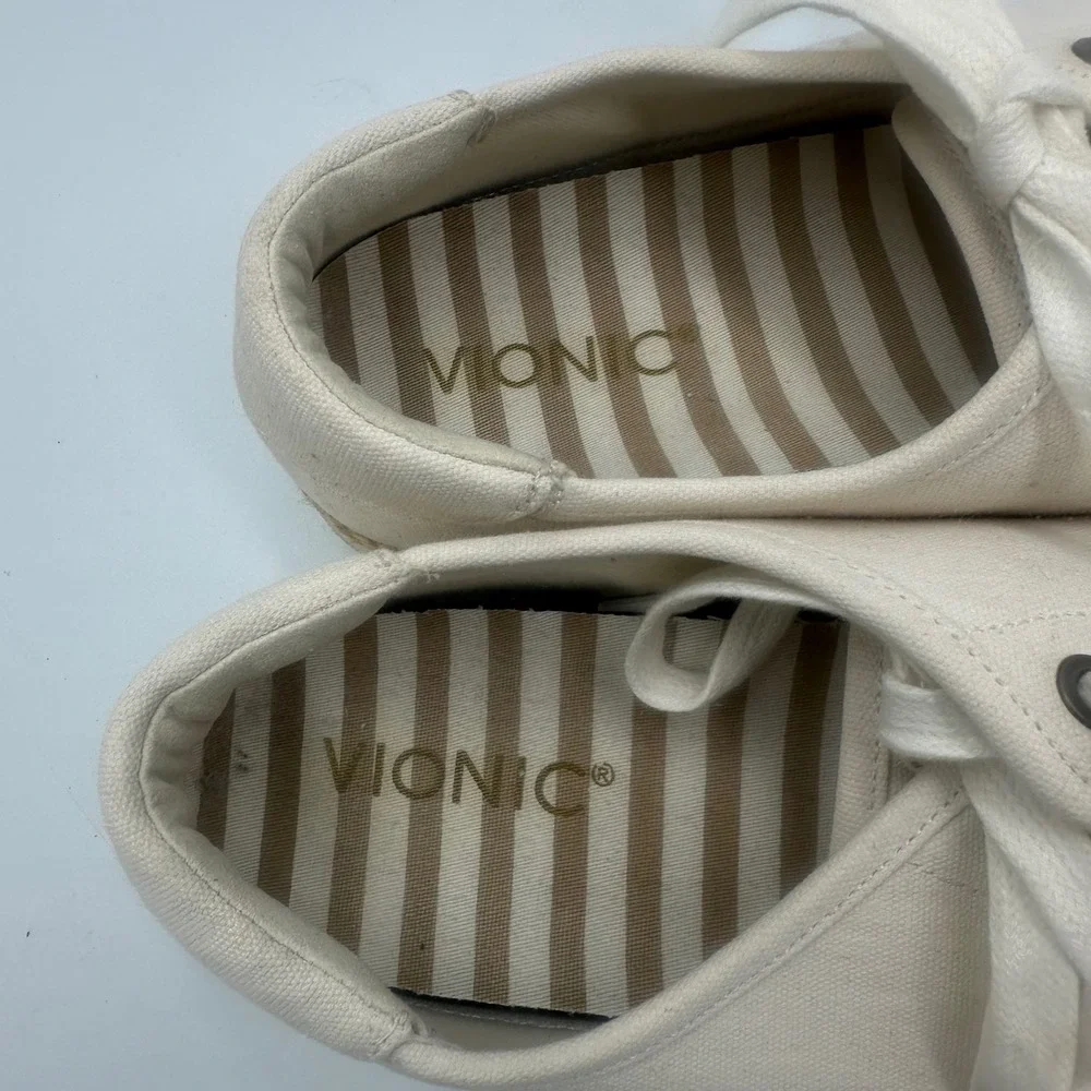 Vionic Hattie Sneakers Womens 11 Cream Canvas Espadrille Low Top Lace Up VS223